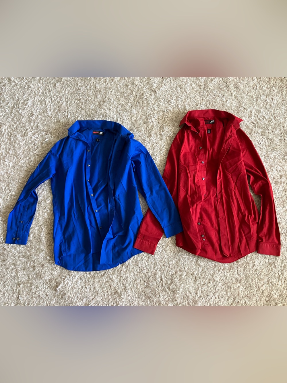 J.ferrar Pair of Slim Dress Shirts in Red and Blue